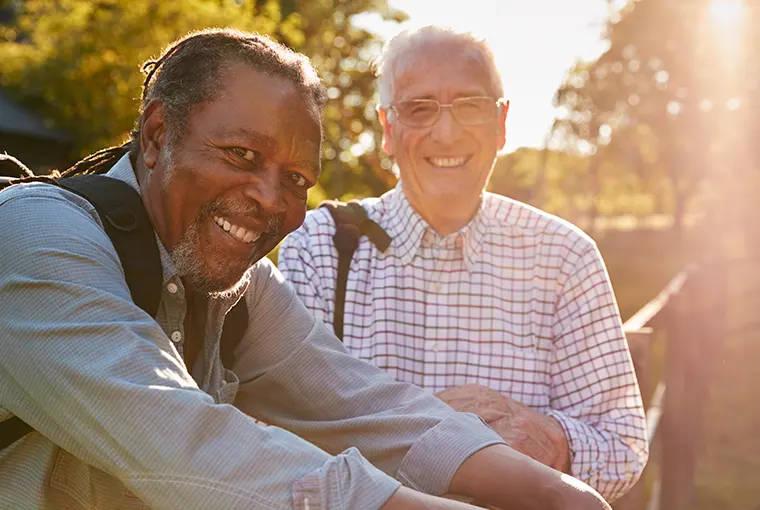 portrait of senior friends outdoors annuities